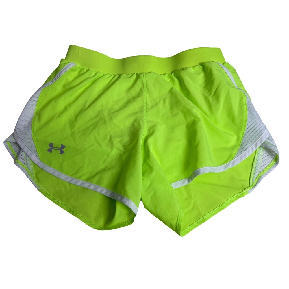 Under Armour Fly By 2.0 Running Shorts Neon Yellow White HeatGear Small